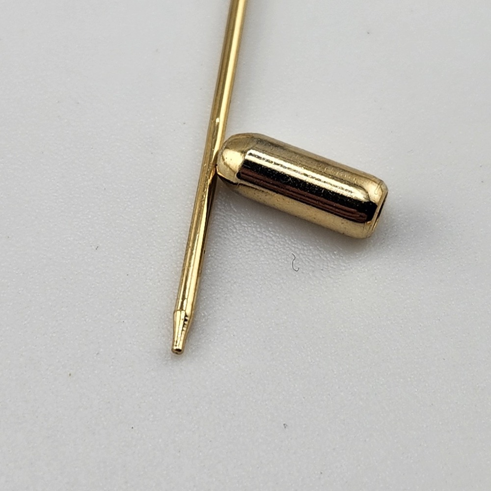 Vintage Dainty White Enamel w Pink Rose Flowers CROSS Goldtone Lapel Stick Pin - - Picture 4 of 4